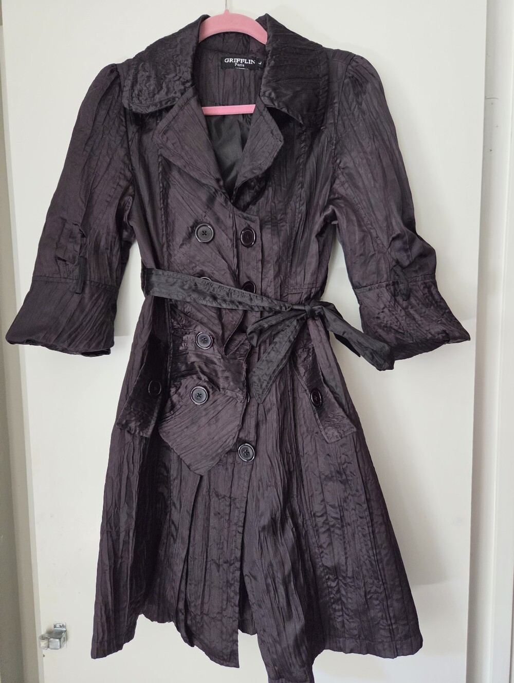 Griffin Paris black Crinkle Button Jacket